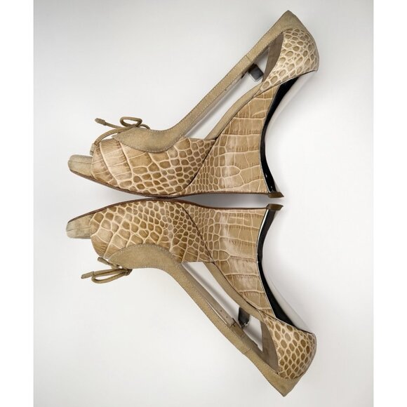 Vintage Dior Raf Simons 38.5 Beige Leather Suede Platform Heels - Picture 9 of 16